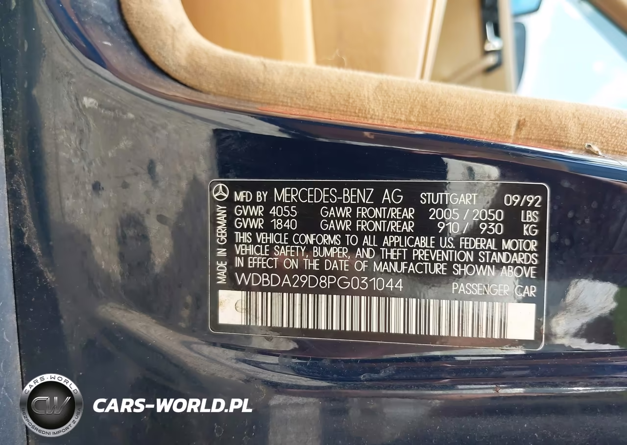 1993 Mercedes-Benz 190 E 2.6 VIN:WDBDA29D8PG031044 - 9