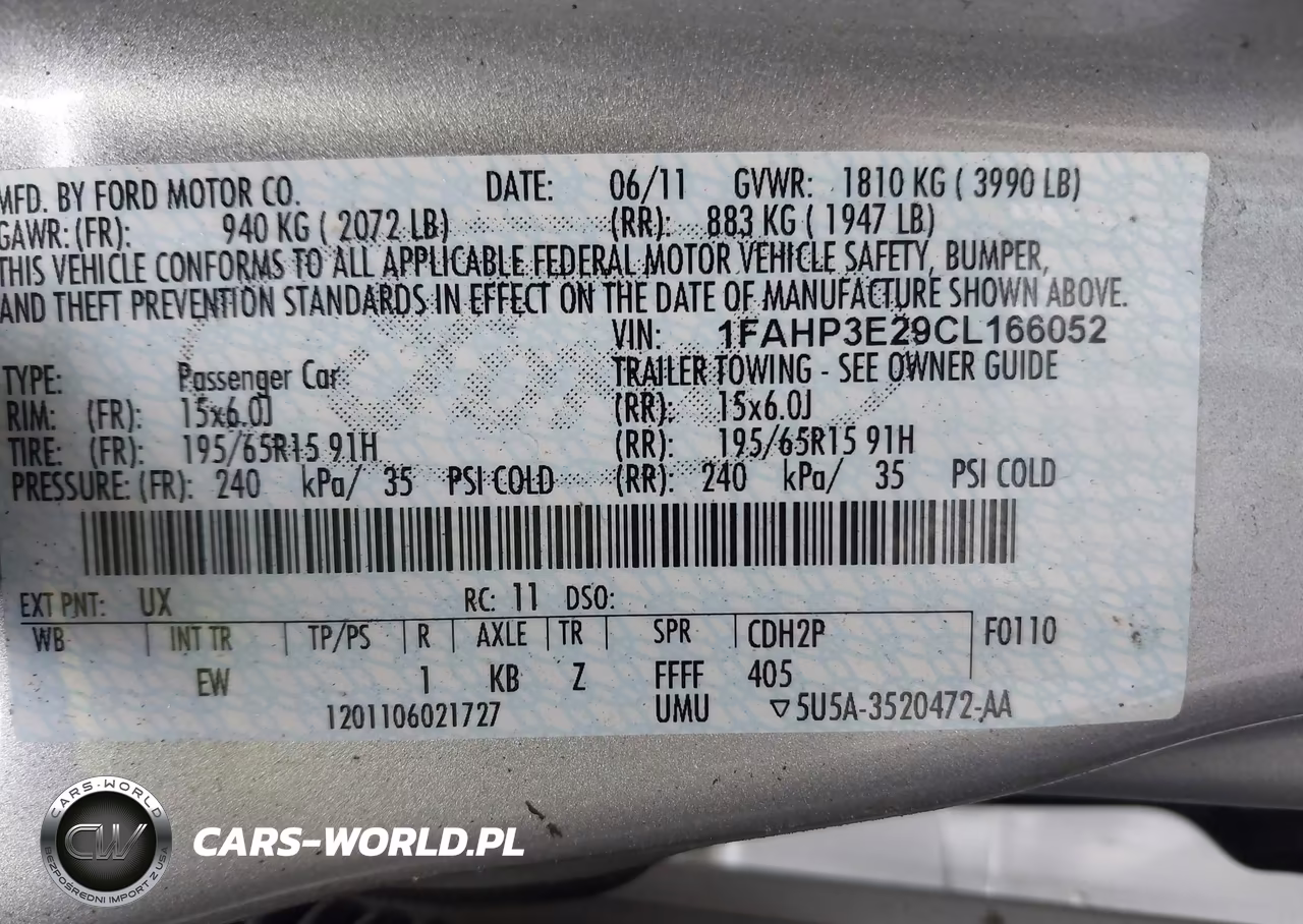 2012 Ford Focus S VIN:1FAHP3E29CL166052 - 9