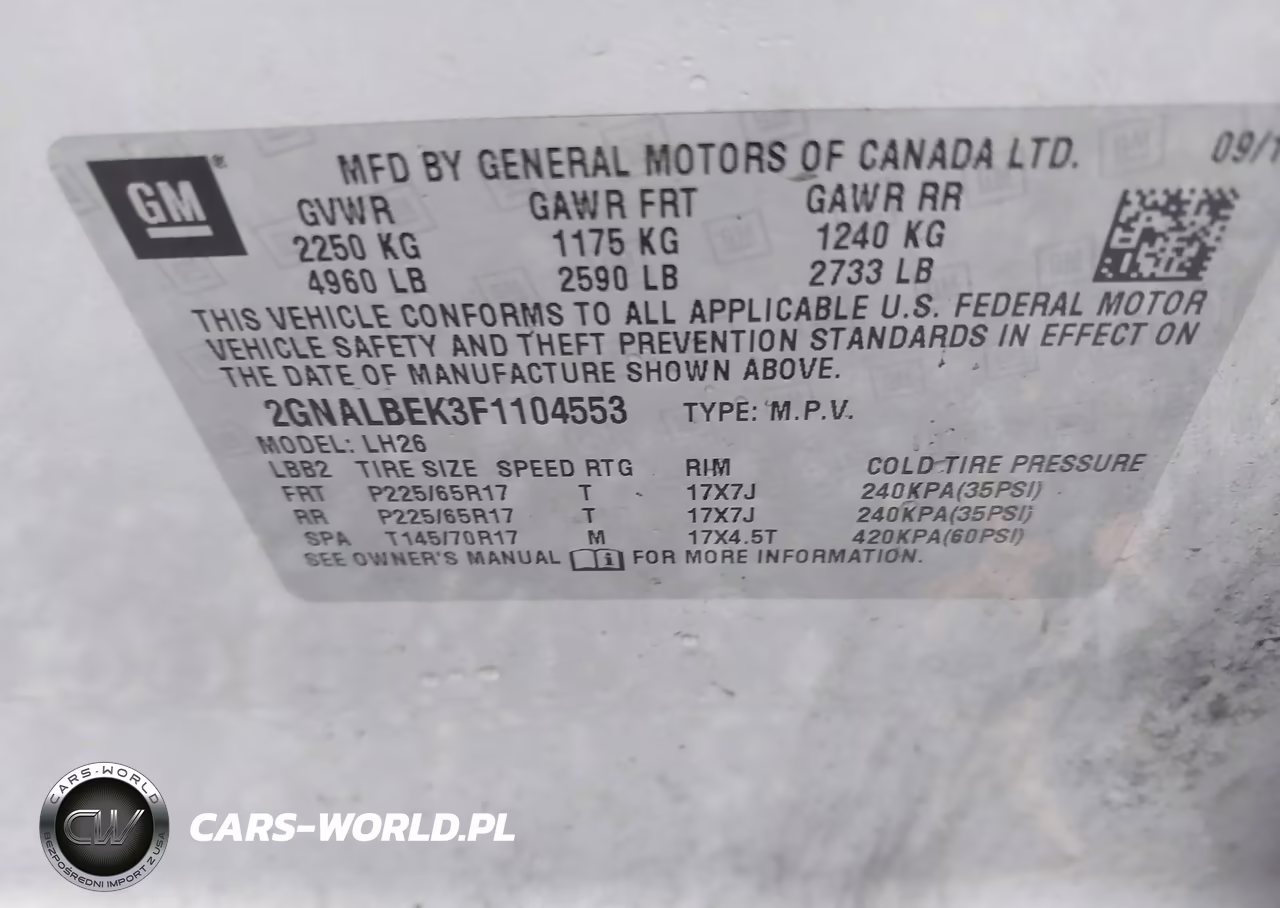 2015 Chevrolet Equinox 1Lt VIN:2GNALBEK3F1104553 - 9