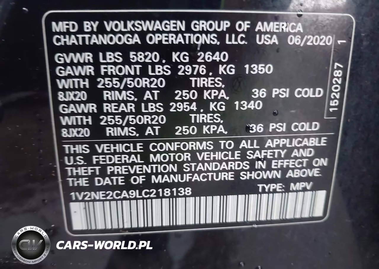 2020 Volkswagen Atlas Cross Sport 3.6L V6 Sel Premium VIN:1V2NE2CA9LC218138 - 9