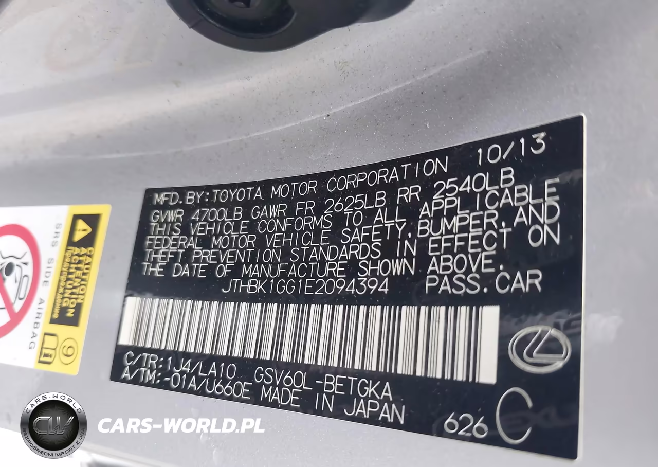 2014 LEXUS ES 350 VIN:JTHBK1GG1E2094394 - 9