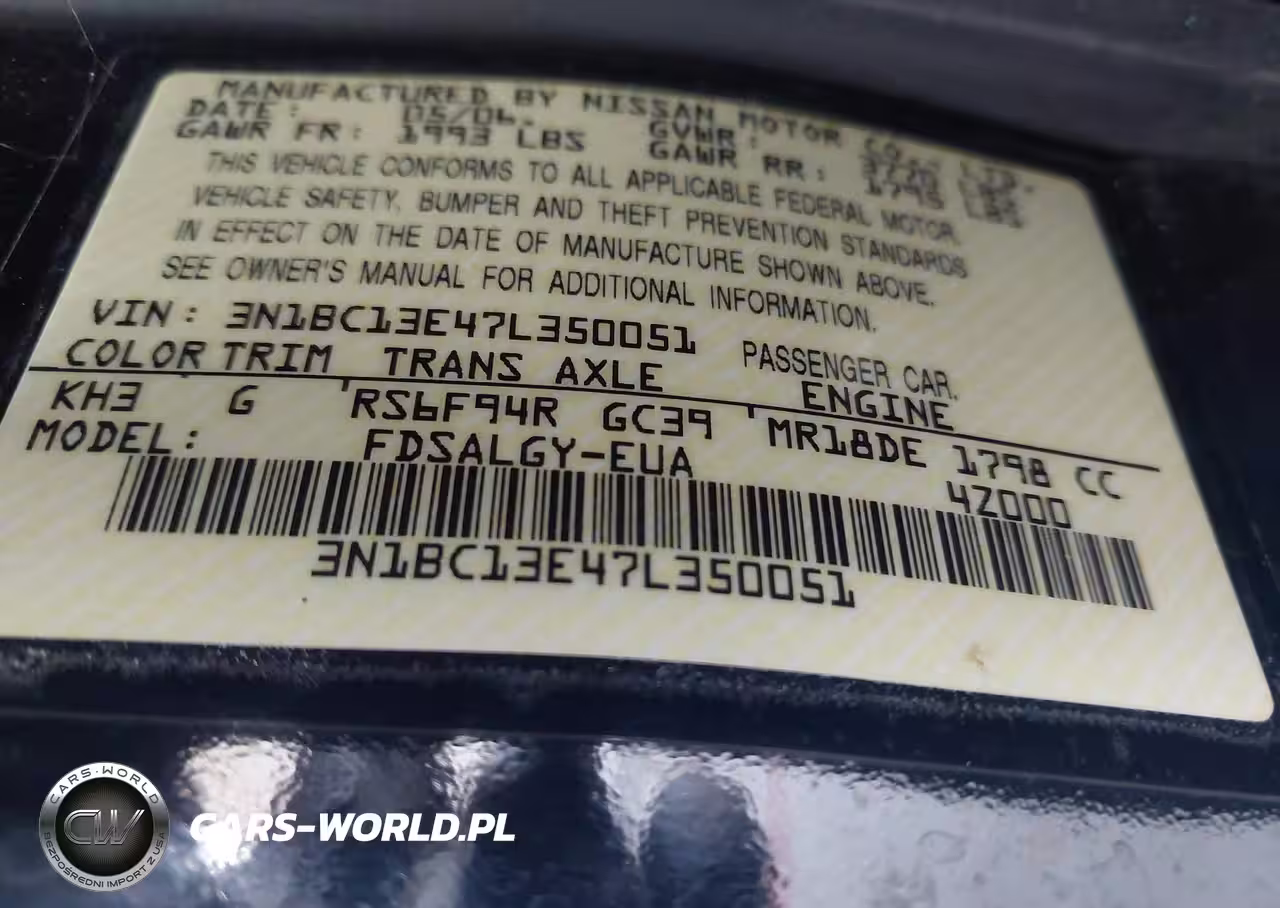 2007 Nissan Versa 1.8Sl VIN:3N1BC13E47L350051 - 9