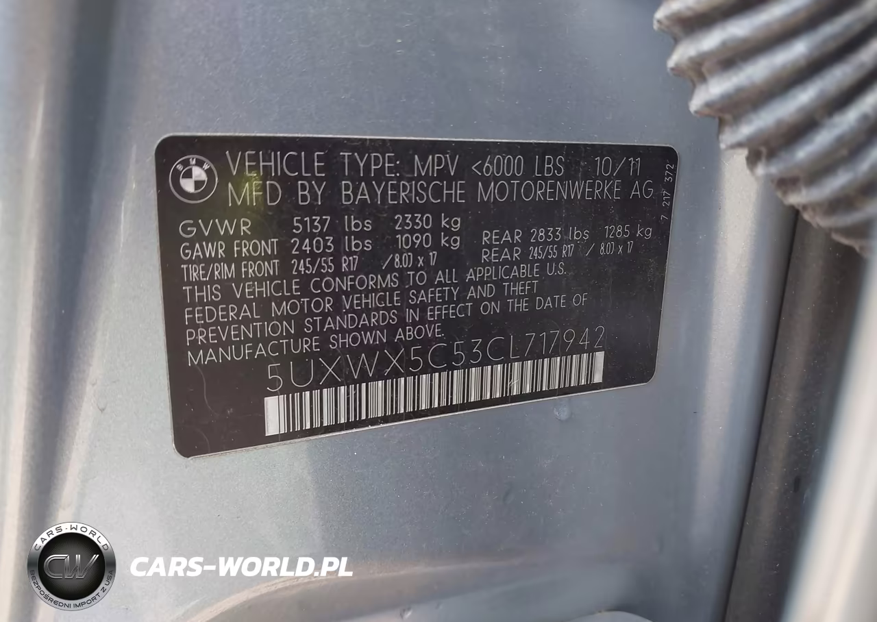 2012 BMW X3 xDrive28I VIN:5UXWX5C53CL717942 - 9