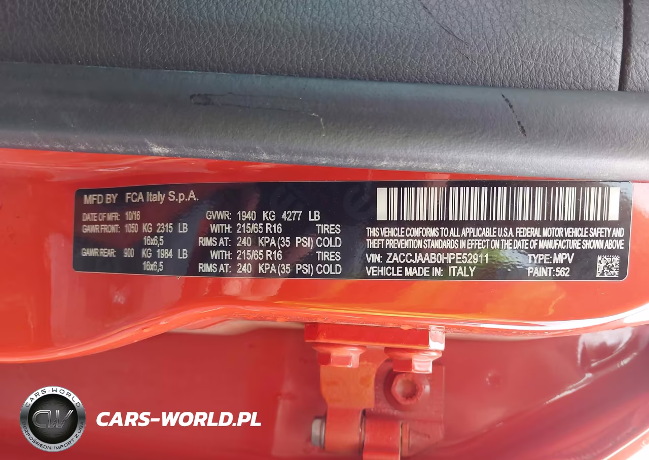 2017 Jeep Renegade Sport Fwd VIN:ZACCJAAB0HPE52911 - 9