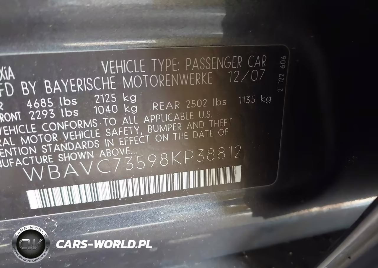 2008 BMW 328Xi VIN:WBAVC73598KP38812 - 9