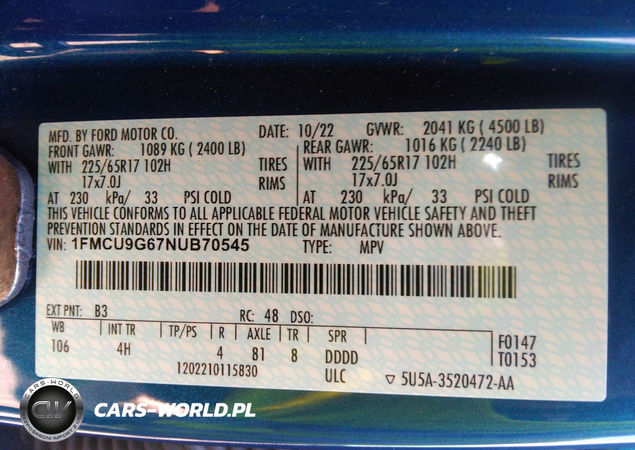 2022 Ford Escape Se VIN:1FMCU9G67NUB70545 - 9