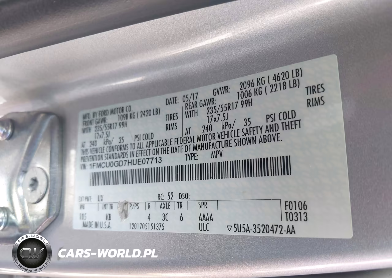 2017 Ford Escape Se VIN:1FMCU0GD7HUE07713 - 9