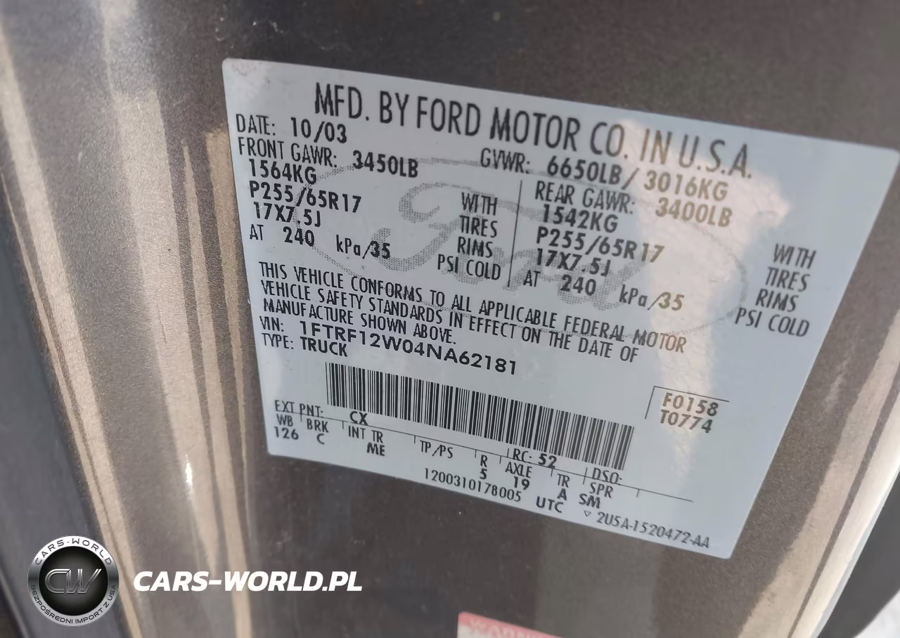 2004 Ford F-150 Stx-Xl-Xlt VIN:1FTRF12W04NA62181 - 9