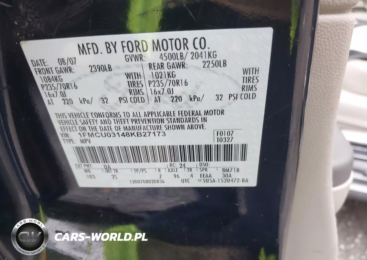 2008 Ford Escape Xlt VIN:1FMCU03148KB27173 - 9