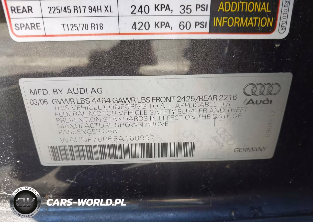 2006 Audi A3 VIN:WAUNX78P66A168997 - 9