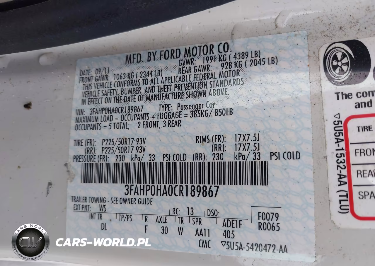 2012 Ford Fusion Se VIN:3FAHP0HA0CR189867 - 9