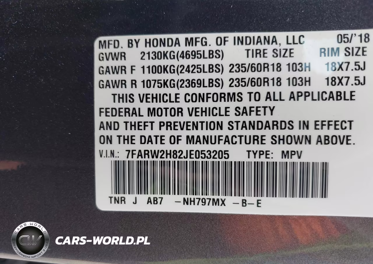 2018 Honda Cr-V Ex-L-Ex-L Navi VIN:7FARW2H82JE053205 - 9