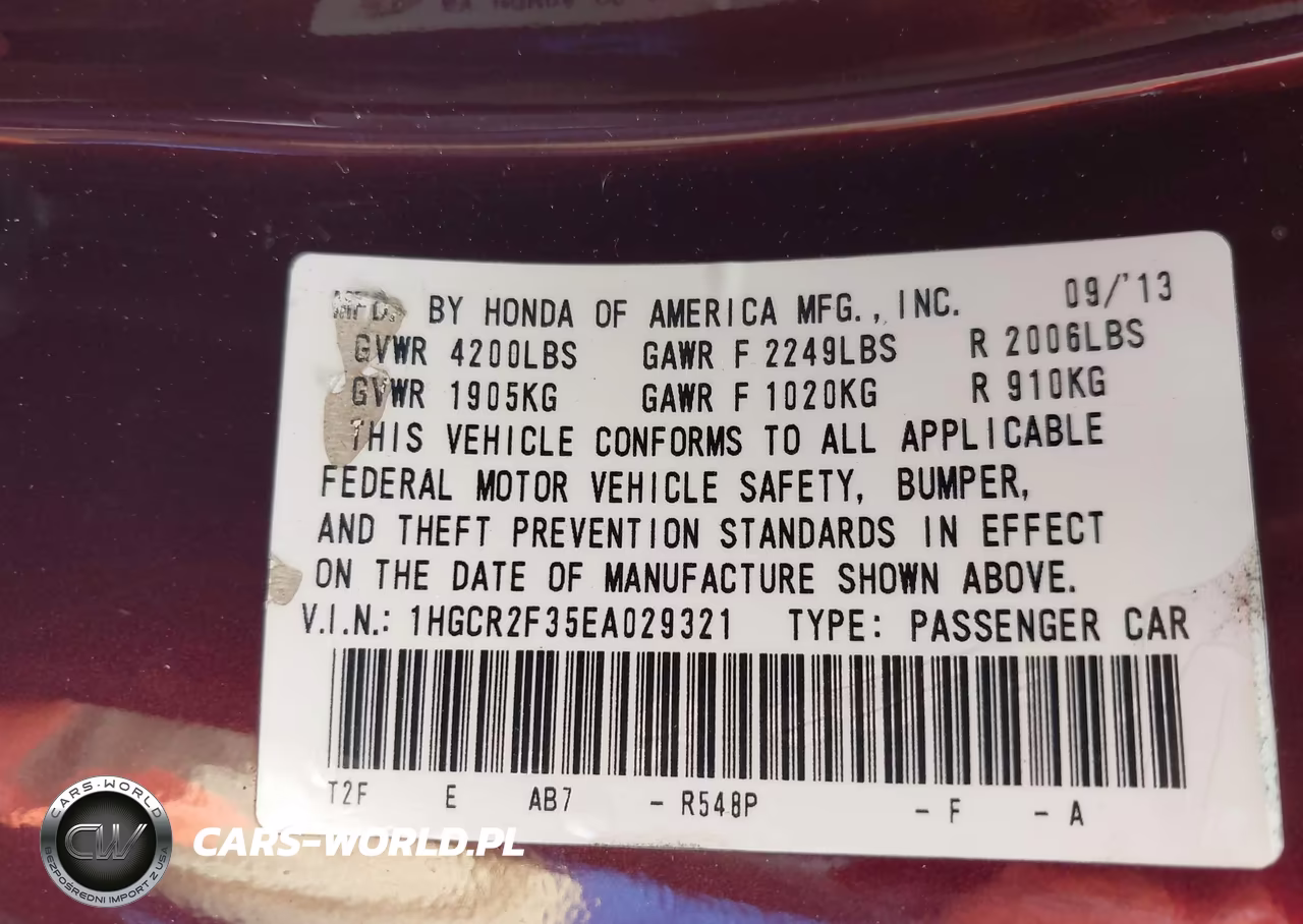 2014 Honda Accord Lx VIN:1HGCR2F35EA029321 - 9