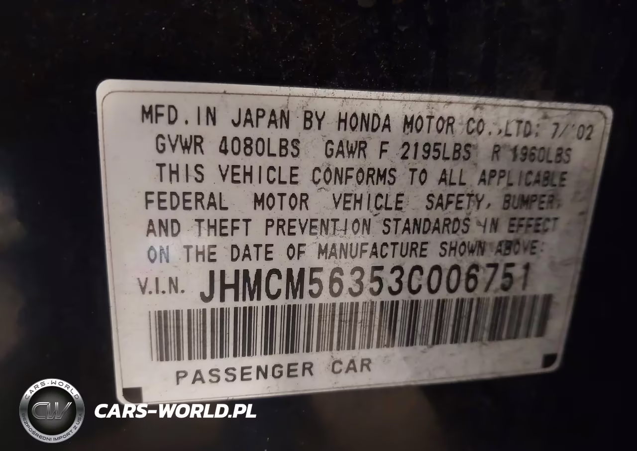 2003 Honda Accord 2.4 Lx VIN:JHMCM56353C006751 - 9