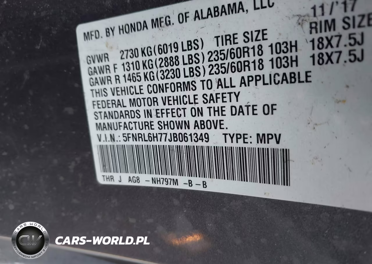 2018 Honda Odyssey Ex-L VIN:5FNRL6H77JB061349 - 9