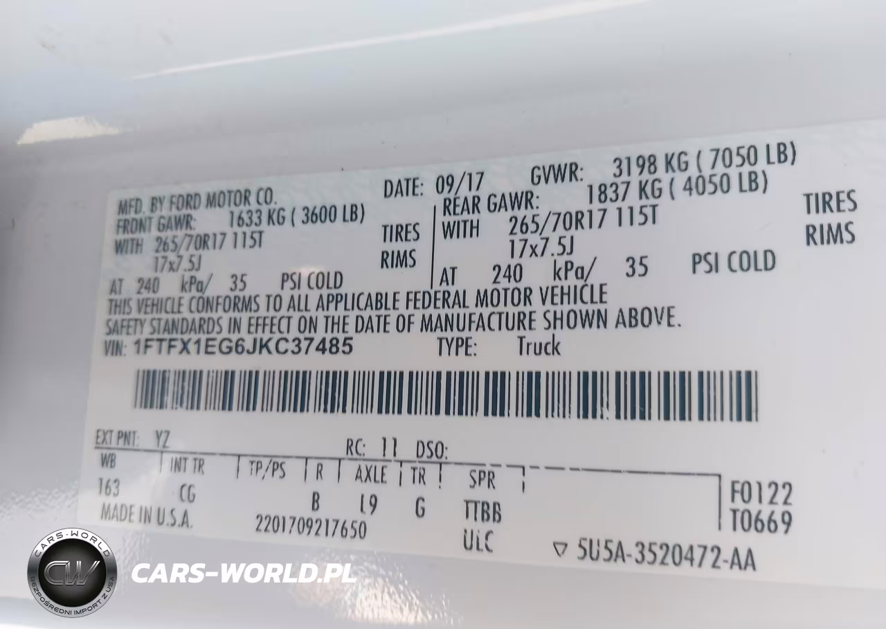 2018 Ford F-150 Xl VIN:1FTFX1EG6JKC37485 - 9