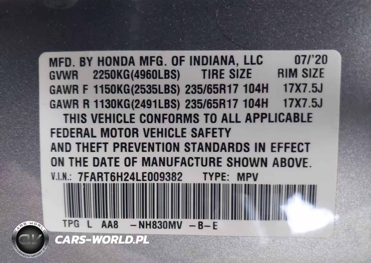 2020 Honda Cr-V Hybrid Lx VIN:7FART6H24LE009382 - 9