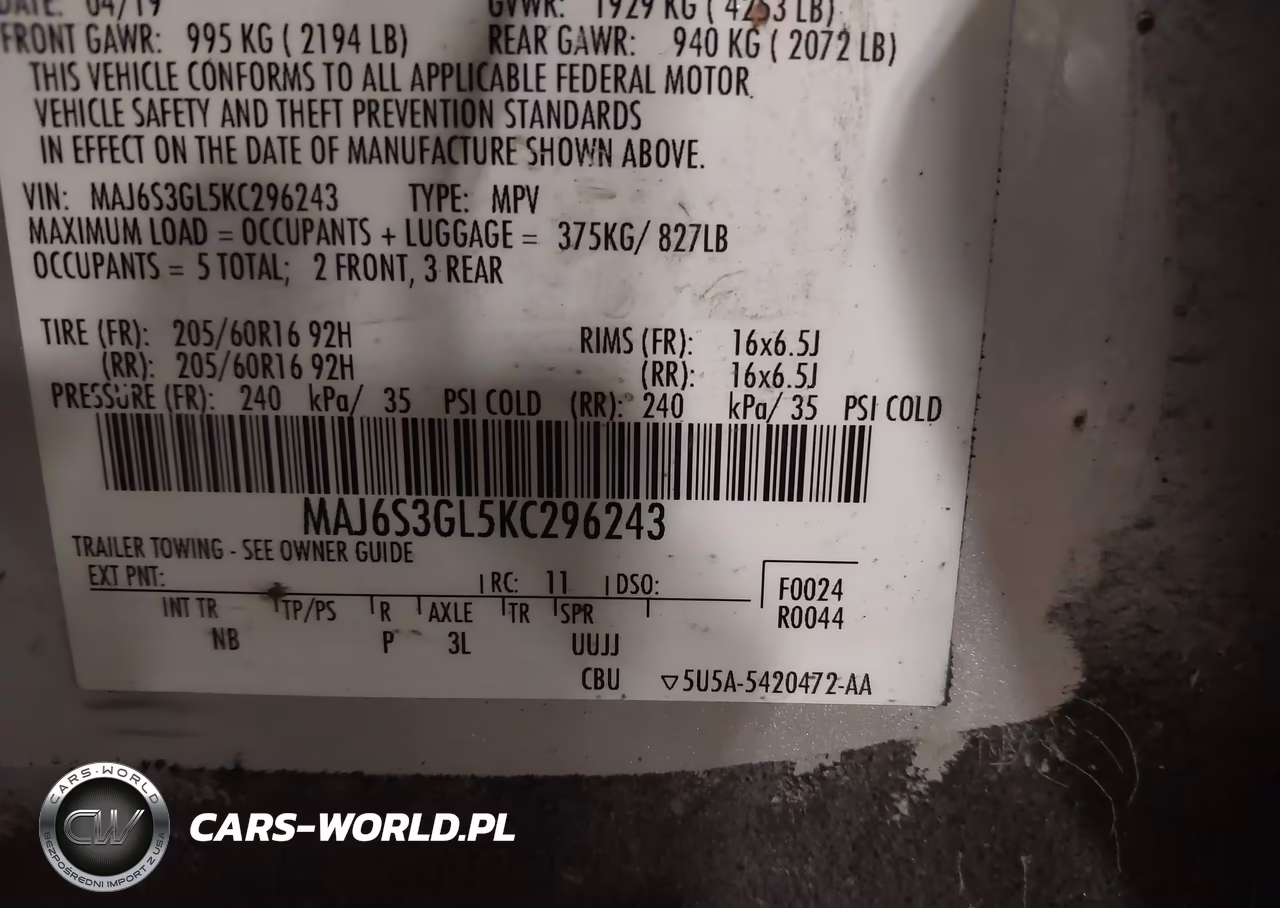 2019 Ford Ecosport Se VIN:MAJ6S3GL5KC296243 - 9