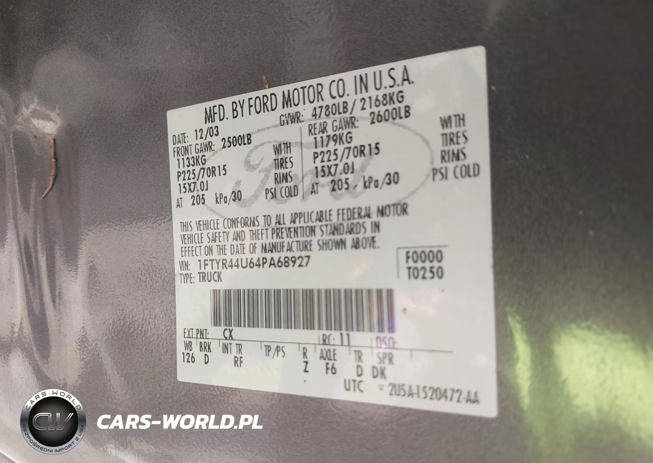 2004 Ford Ranger Edge-Tremor-Xlt VIN:1FTYR44U64PA68927 - 9
