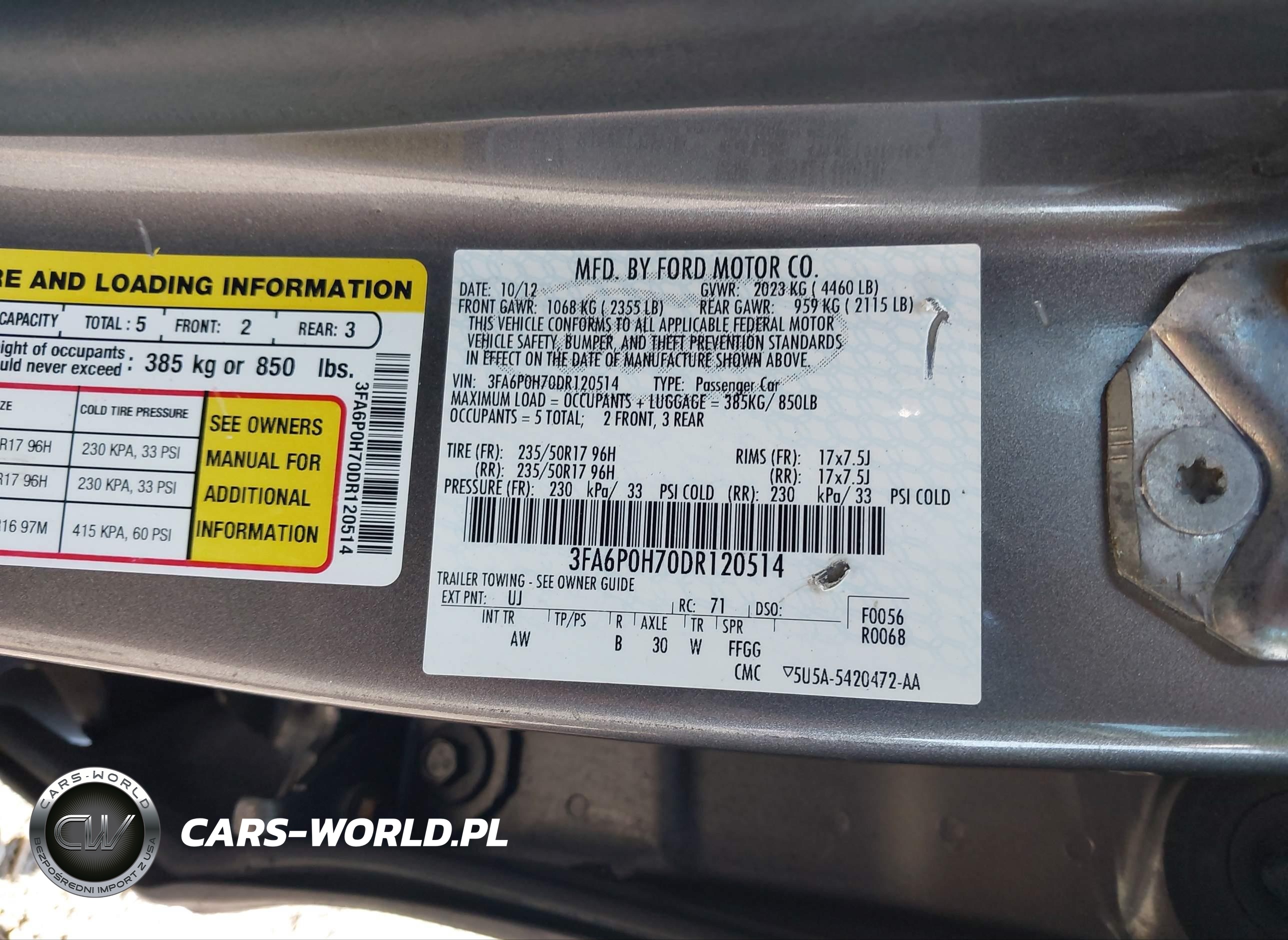 FORD FUSION VIN:3FA6P0H70DR120514 - 9