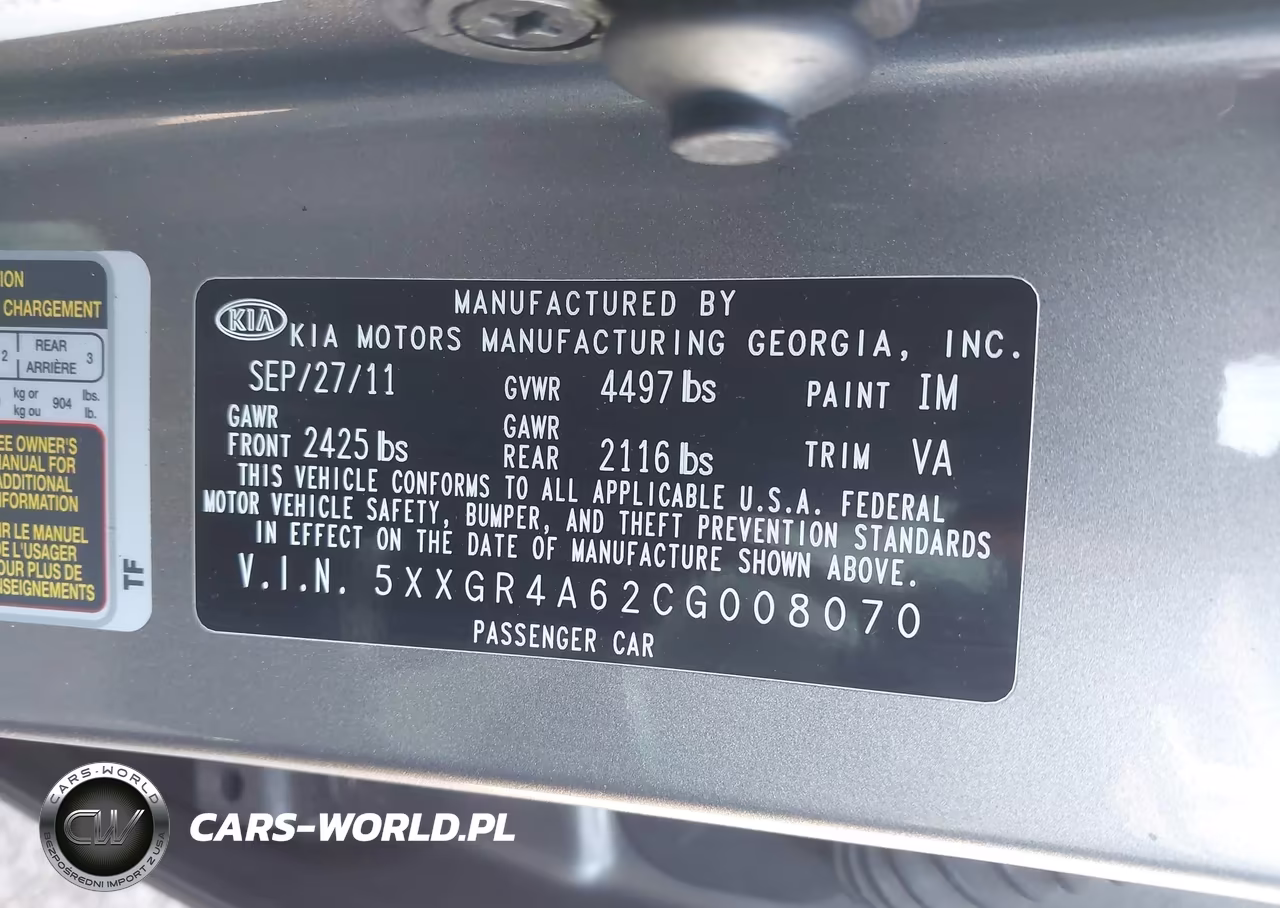 2012 Kia Optima Sx VIN:5XXGR4A62CG008070 - 9