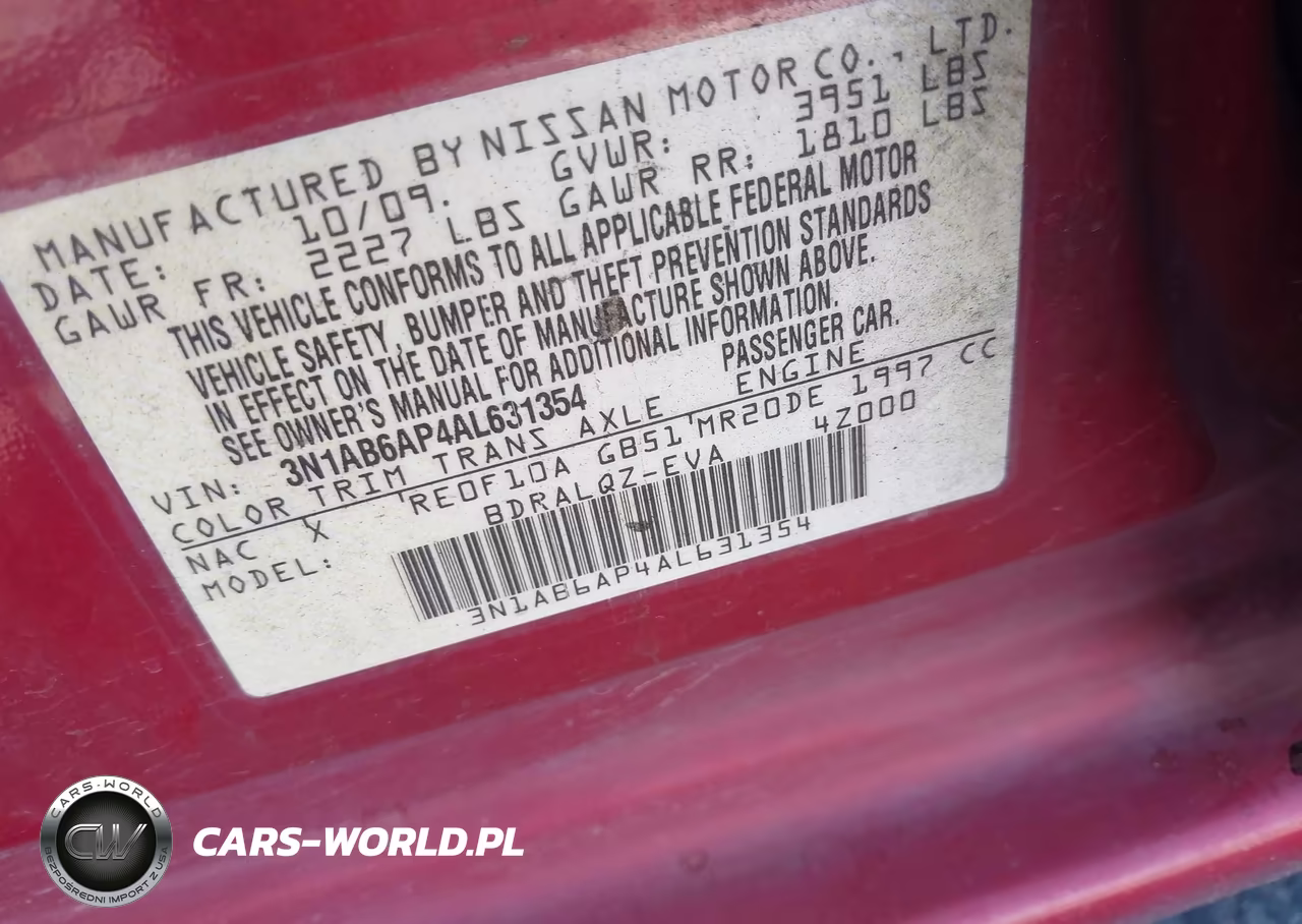 2010 Nissan Sentra 2.0 VIN:3N1AB6AP4AL631354 - 9