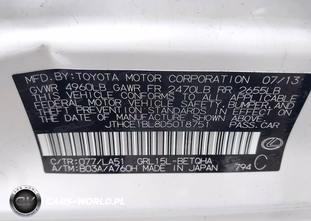 2013 Lexus Gs 350 VIN:JTHCE1BL8D5018751 - 9