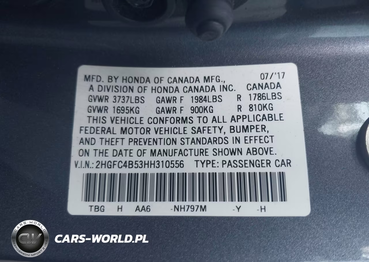 2017 Honda Civic Lx VIN:2HGFC4B53HH310556 - 9