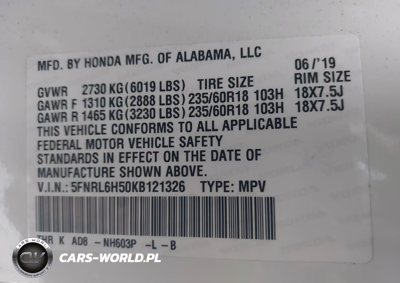 2019 Honda Odyssey Ex VIN:5FNRL6H50KB121326 - 9