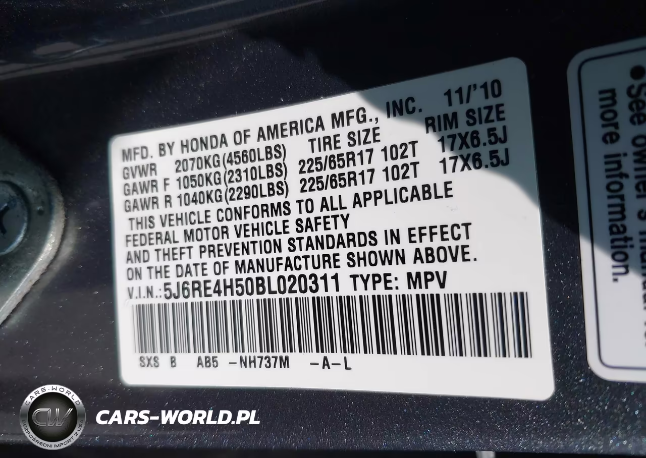 2011 Honda Cr-V Ex VIN:5J6RE4H50BL020311 - 9