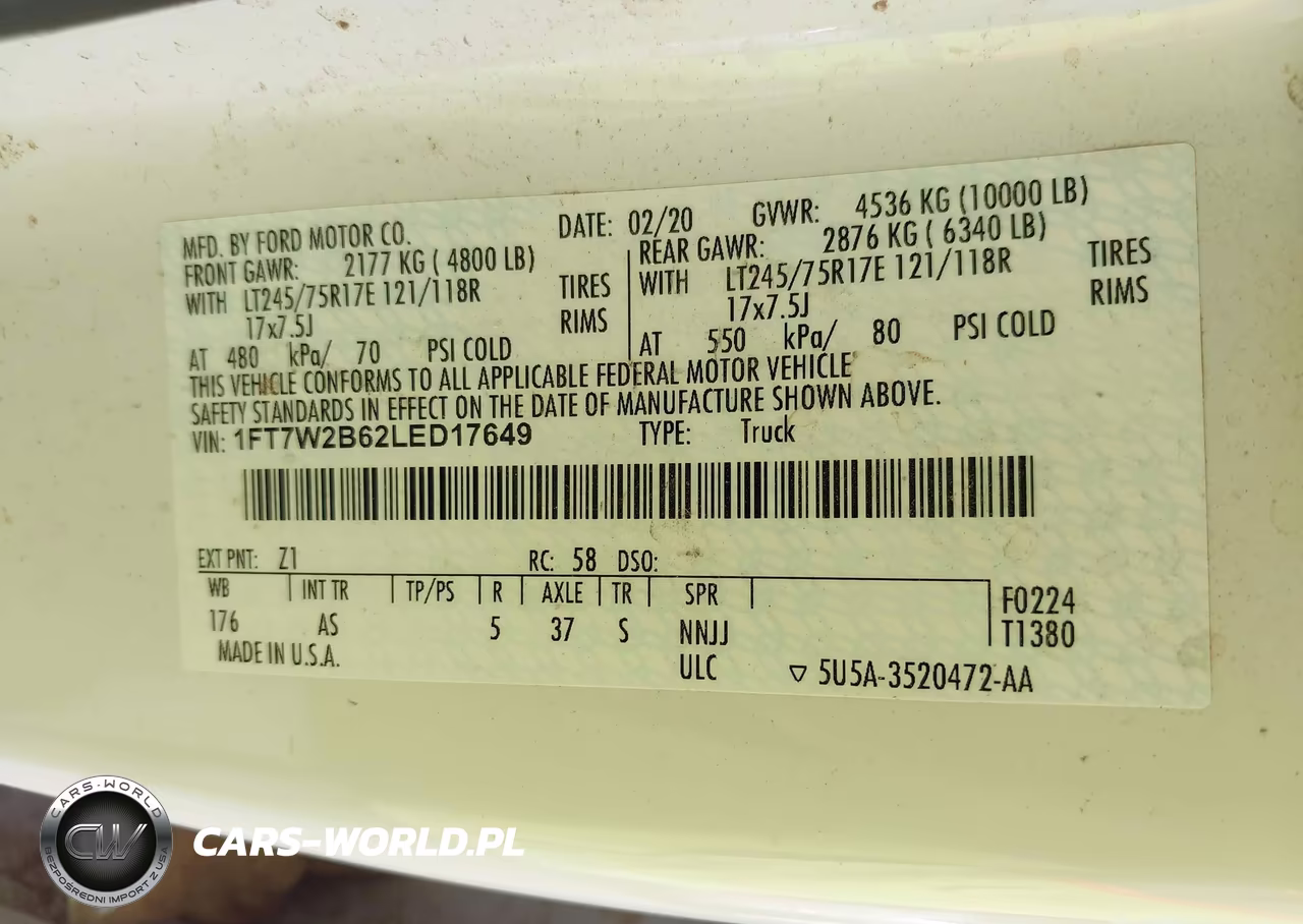 2020 Ford F-250 Xl VIN:1FT7W2B62LED17649 - 9