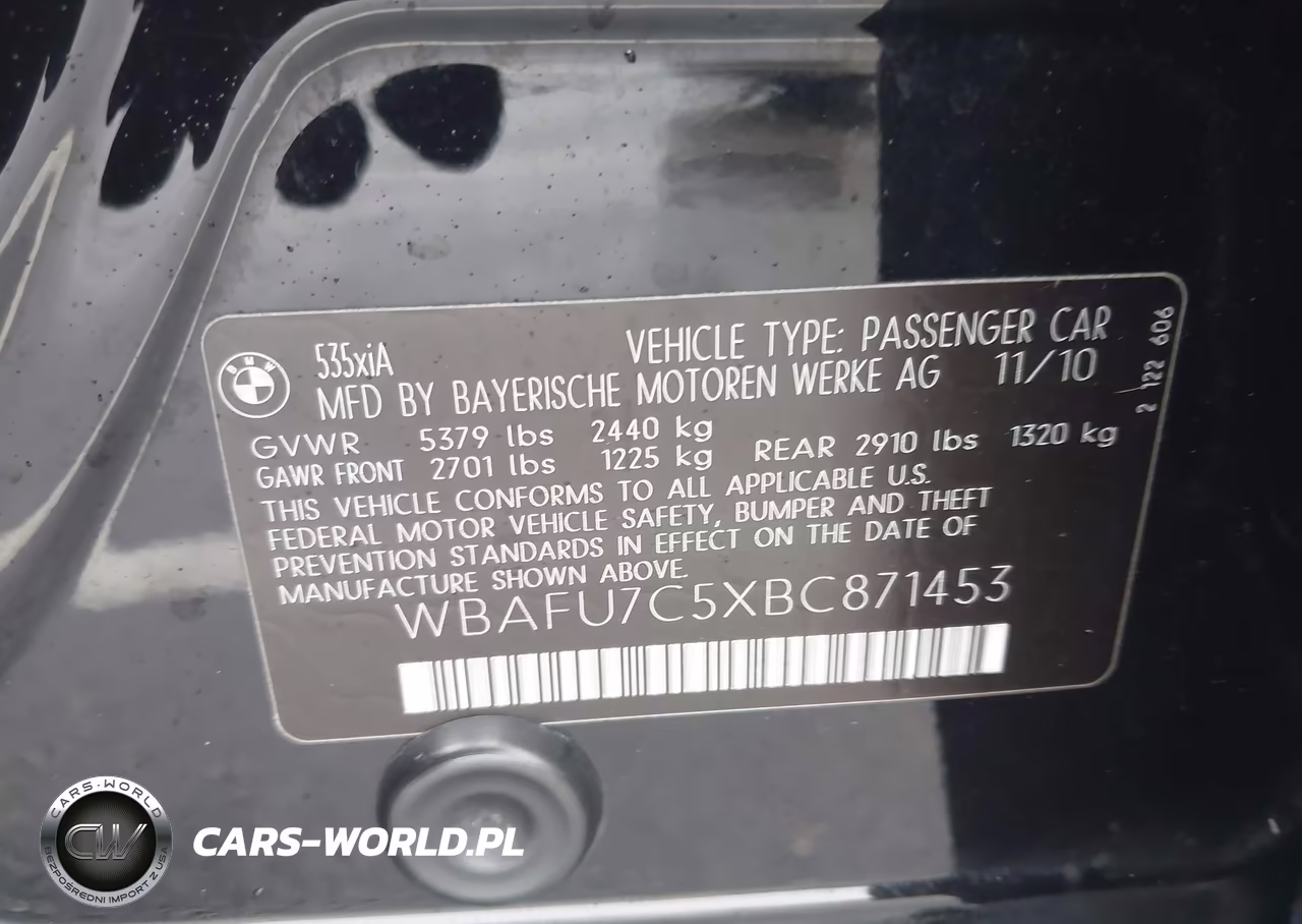 2011 BMW 535I xDrive VIN:WBAFU7C5XBC871453 - 9