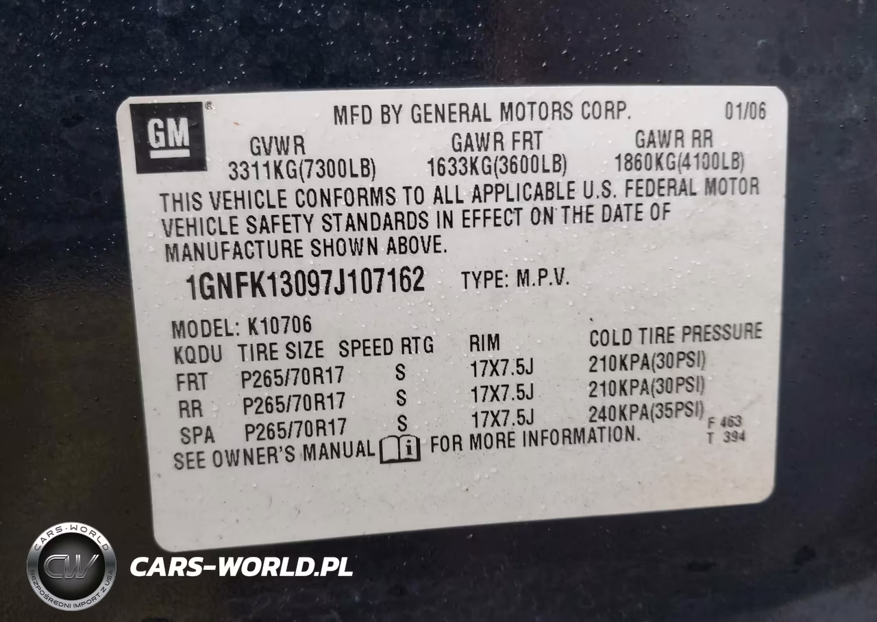 2007 Chevrolet Tahoe Lt VIN:1GNFK13097J107162 - 9