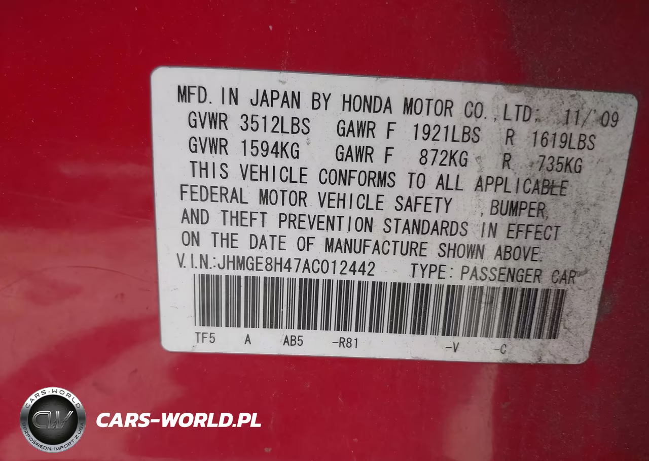 2010 Honda Fit Sport VIN:JHMGE8H47AC012442 - 9