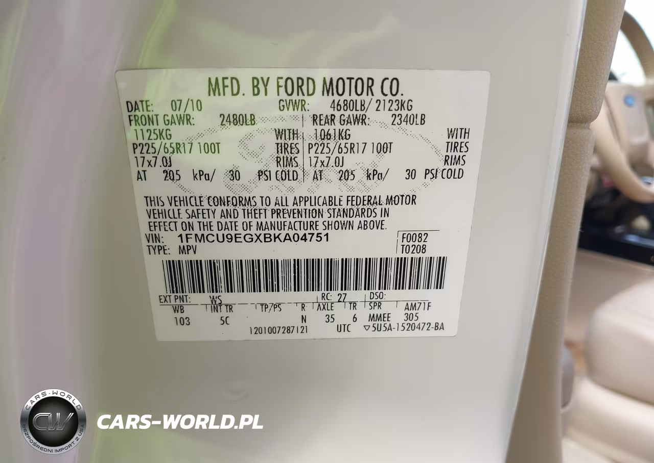 2011 Ford Escape Limited VIN:1FMCU9EGXBKA04751 - 9