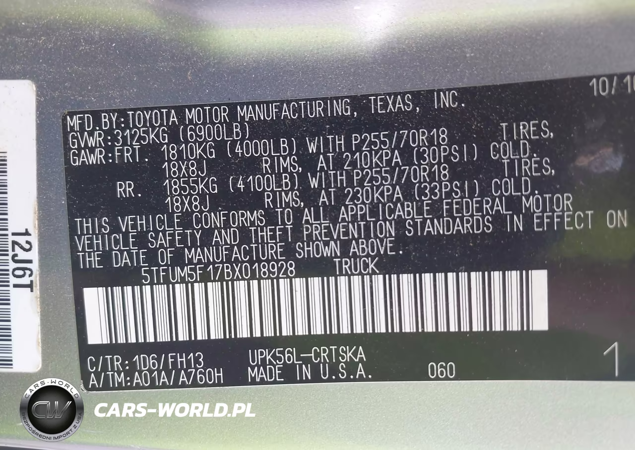 2011 Toyota Tundra Grade 4.6L V8 VIN:5TFUM5F17BX018928 - 9