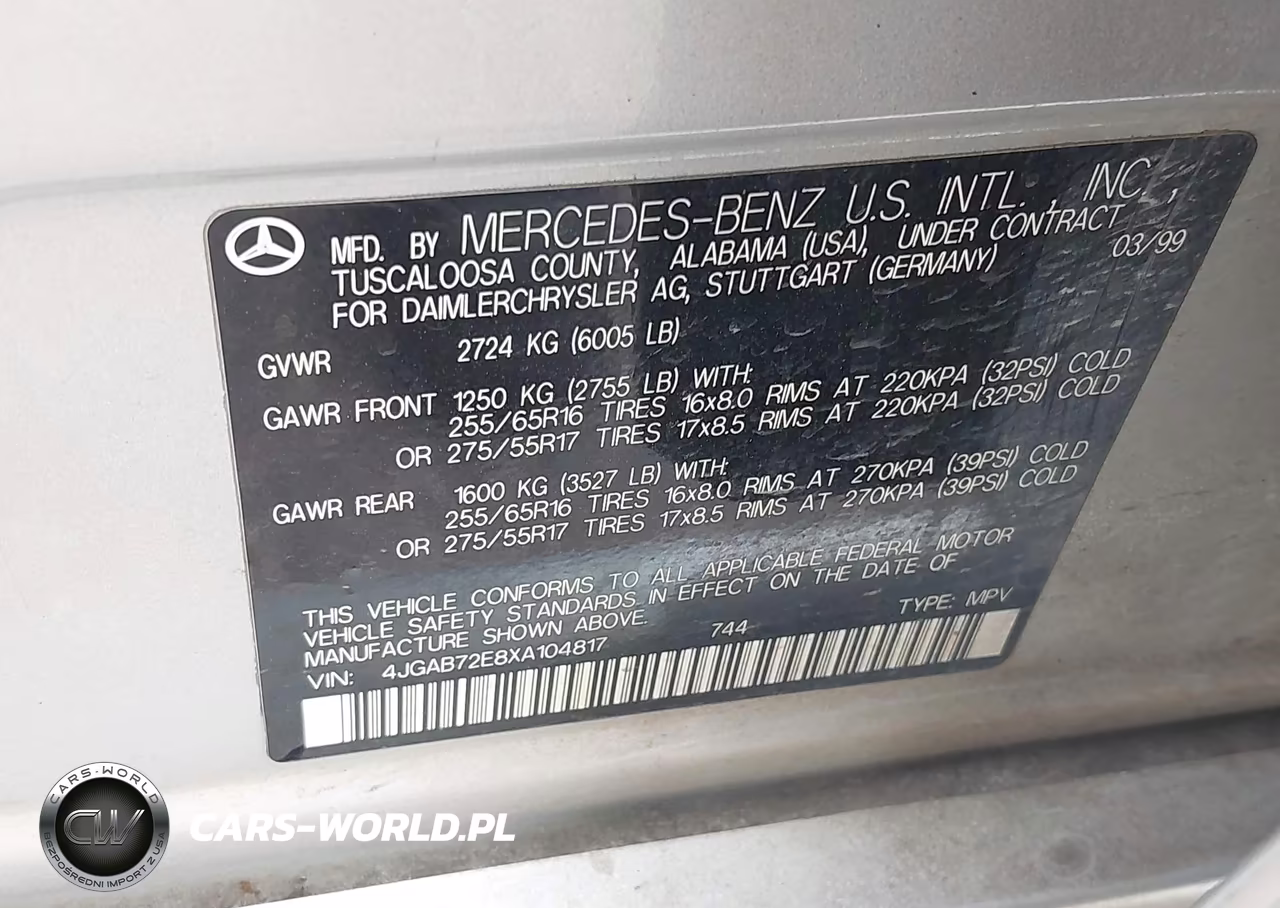 1999 Mercedes-Benz Ml 430 VIN:4JGAB72E8XA104817 - 9