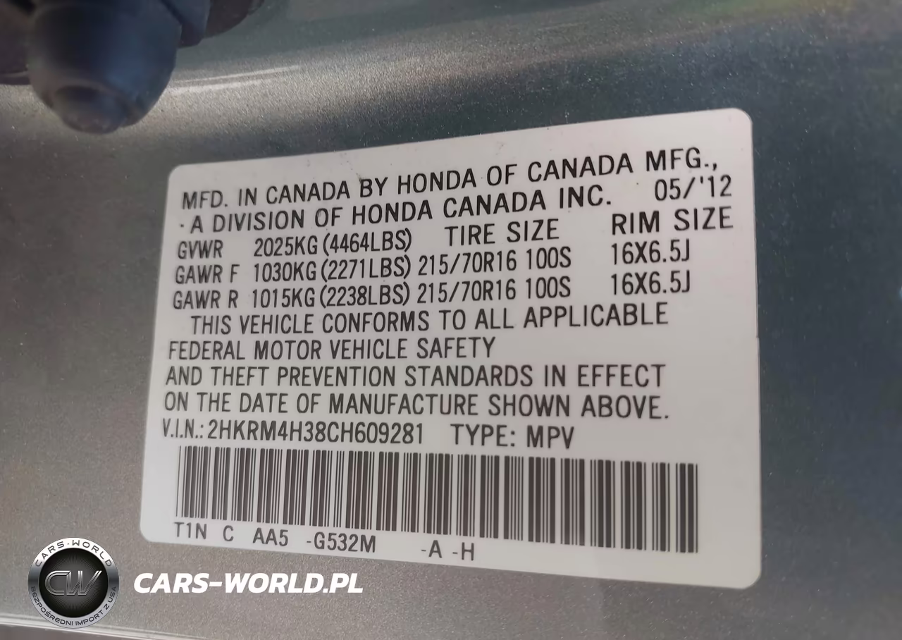 2012 Honda Cr-V Lx VIN:2HKRM4H38CH609281 - 9