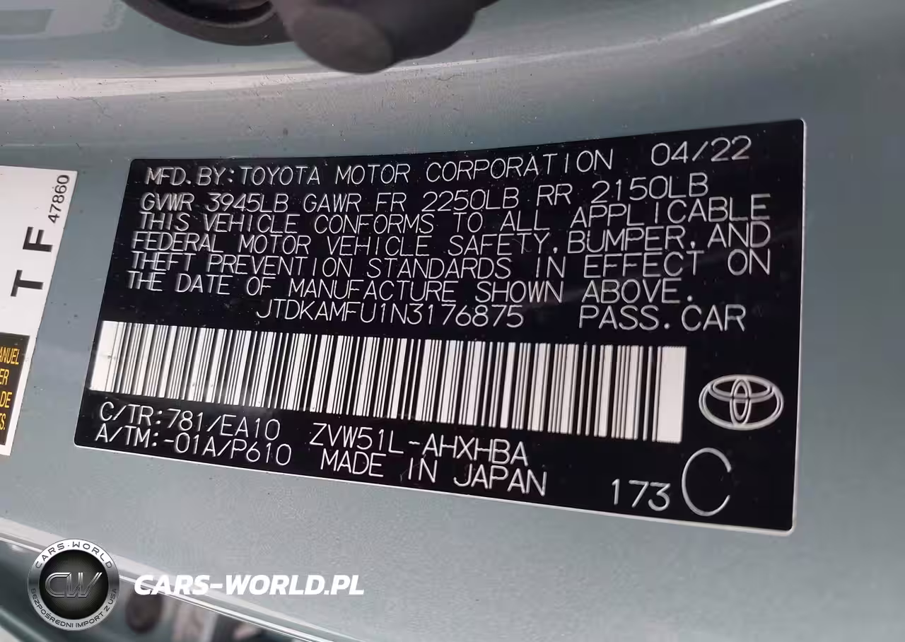 2022 Toyota Prius Xle VIN:2HGFB2F47DH027306 - 9