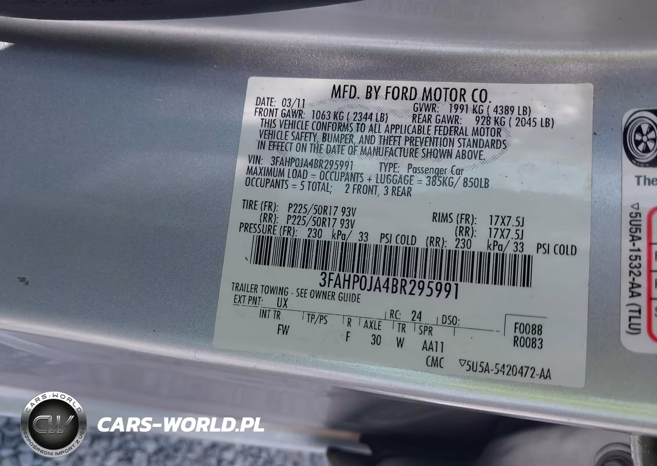 2011 Ford Fusion Sel VIN:3FAHP0JA4BR295991 - 9
