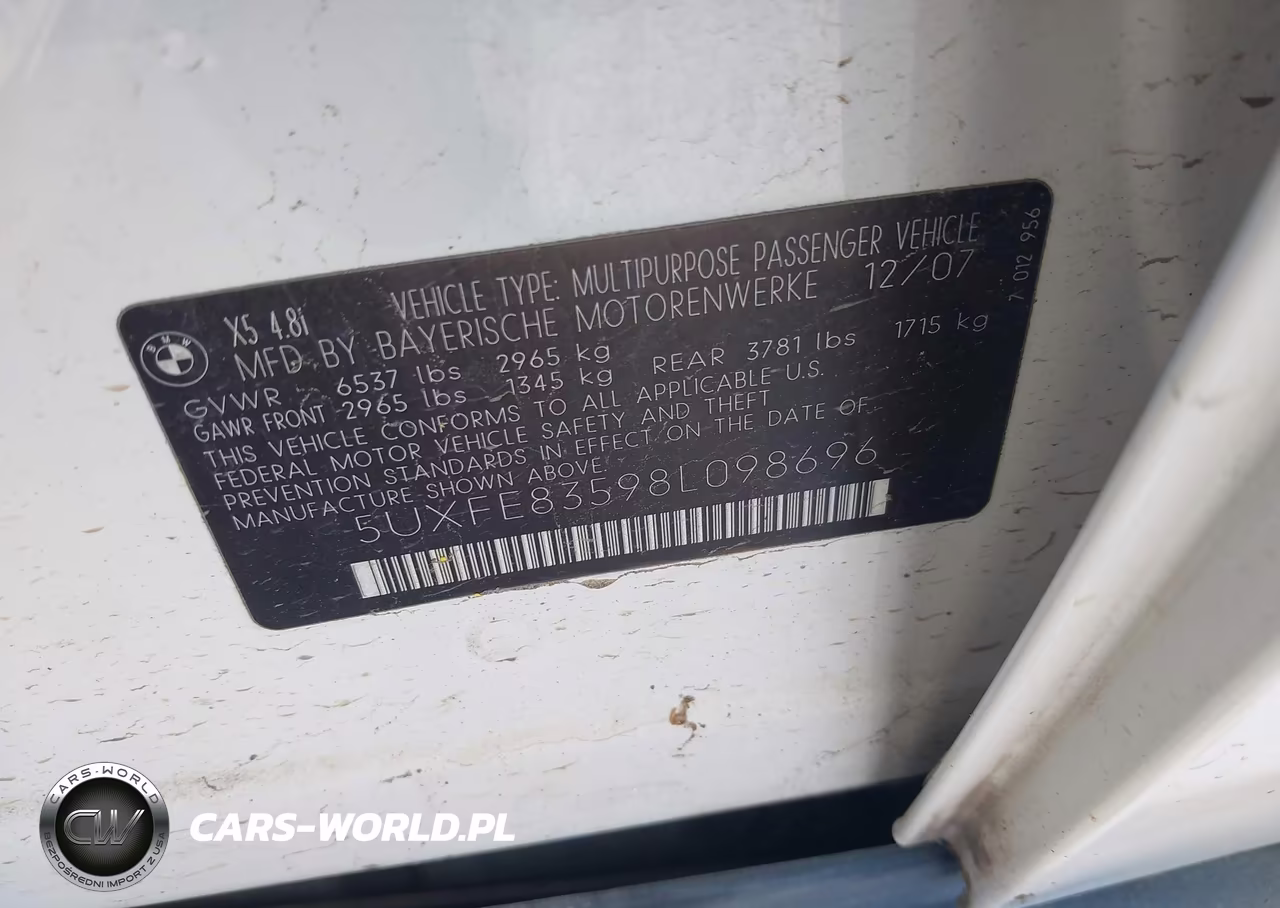 2008 BMW X5 4.8I VIN:5UXFE83598L098696 - 9