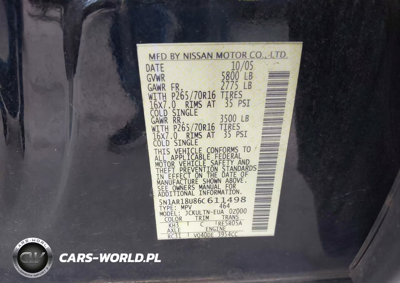 2006 Nissan Pathfinder Se VIN:5N1AR18U86C611498 - 9