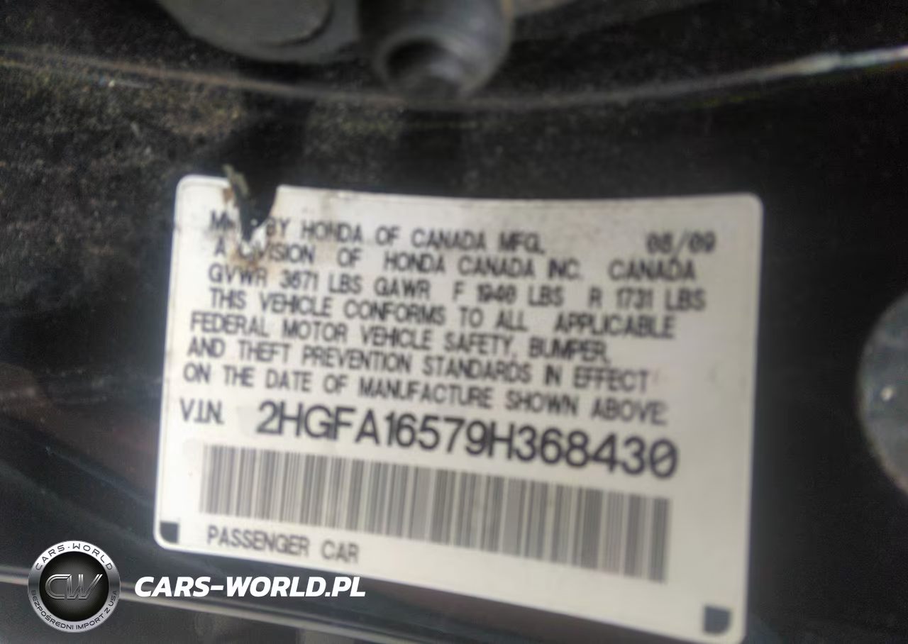 2009 Honda Civic Lx VIN:2HGFA16579H368430 - 9