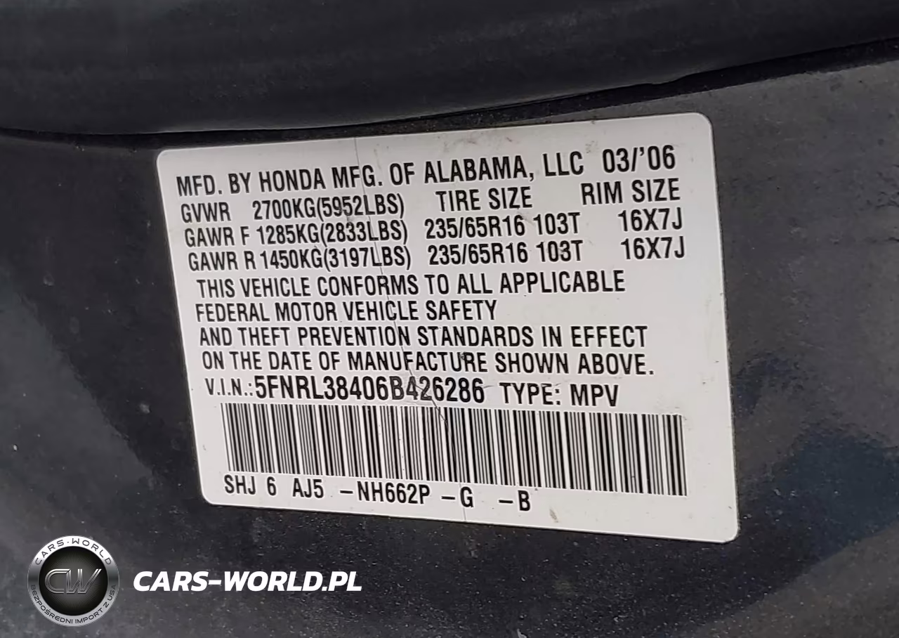 2006 Honda Odyssey Ex VIN:5FNRL38406B426286 - 9