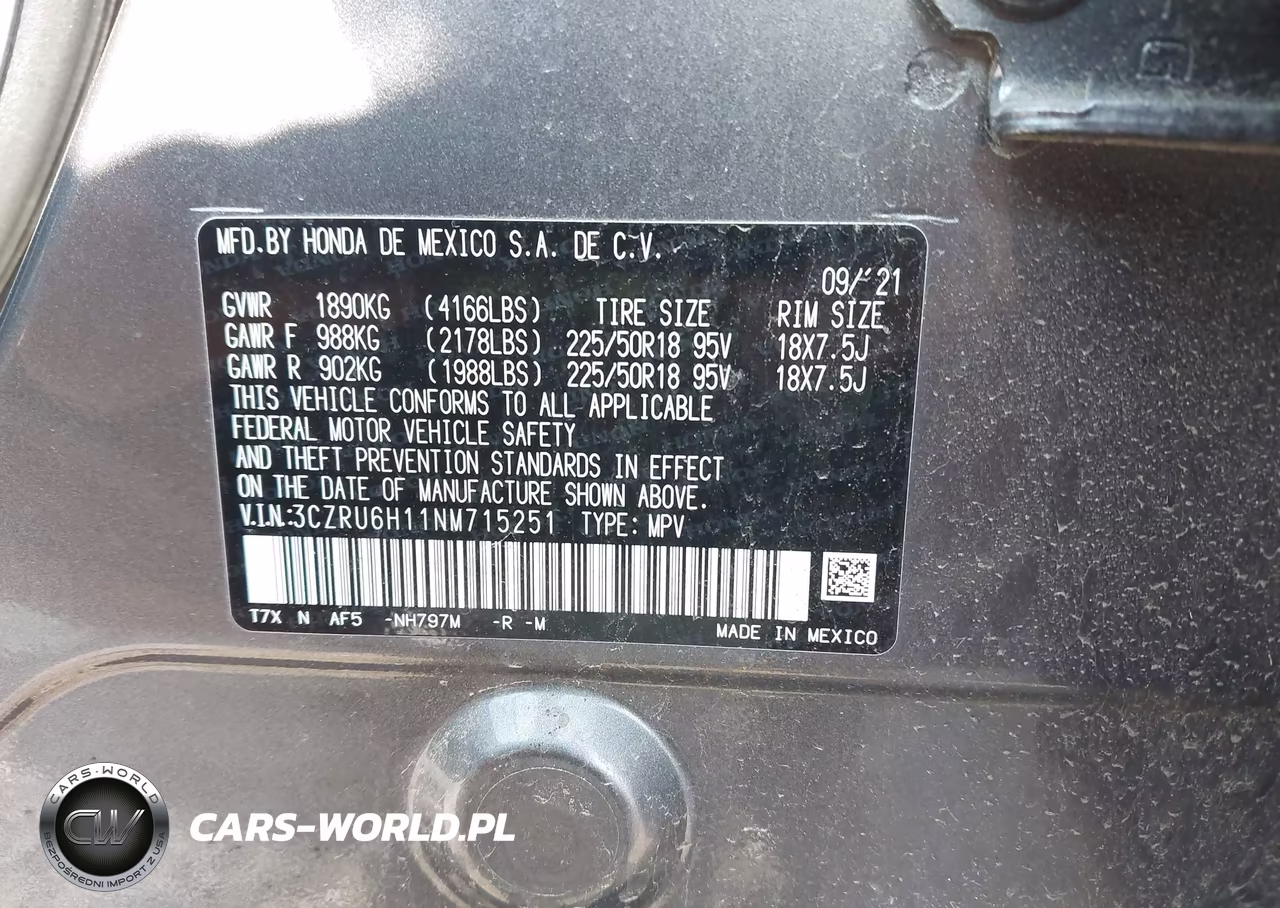 2022 Honda Hr-V Awd Sport VIN:3CZRU6H11NM715251 - 9