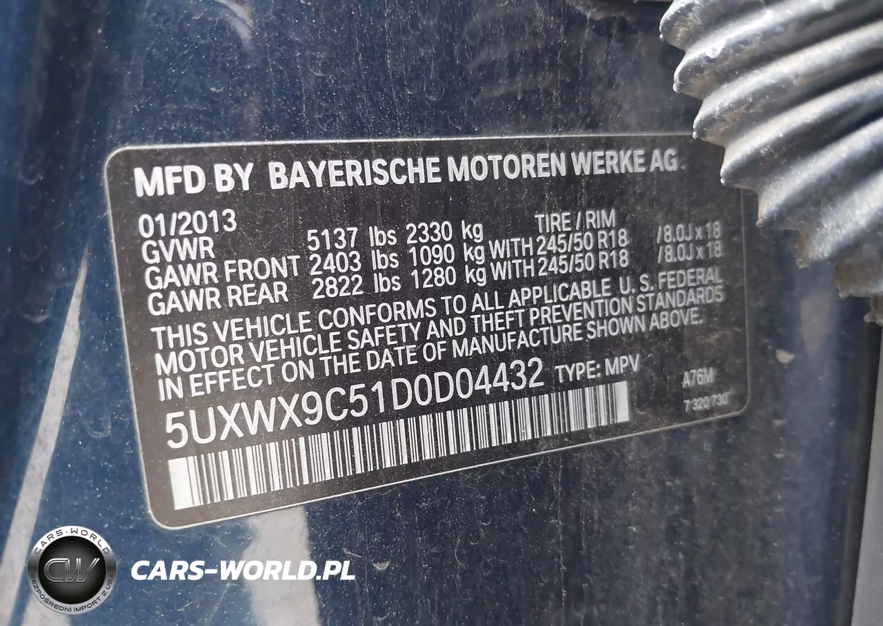 2013 BMW X3 xDrive28I VIN:5UXWX9C51D0D04432 - 9