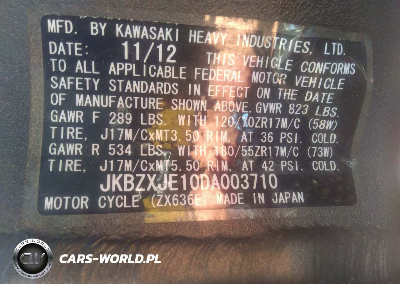 2013 Kawasaki Zx636 E VIN:JKBZXJE10DA003710 - 10