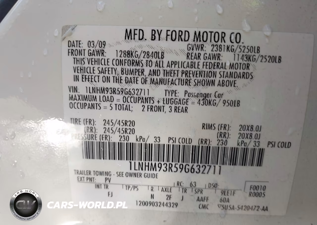 2009 Lincoln Mks VIN:1LNHM93R59G632711 - 9