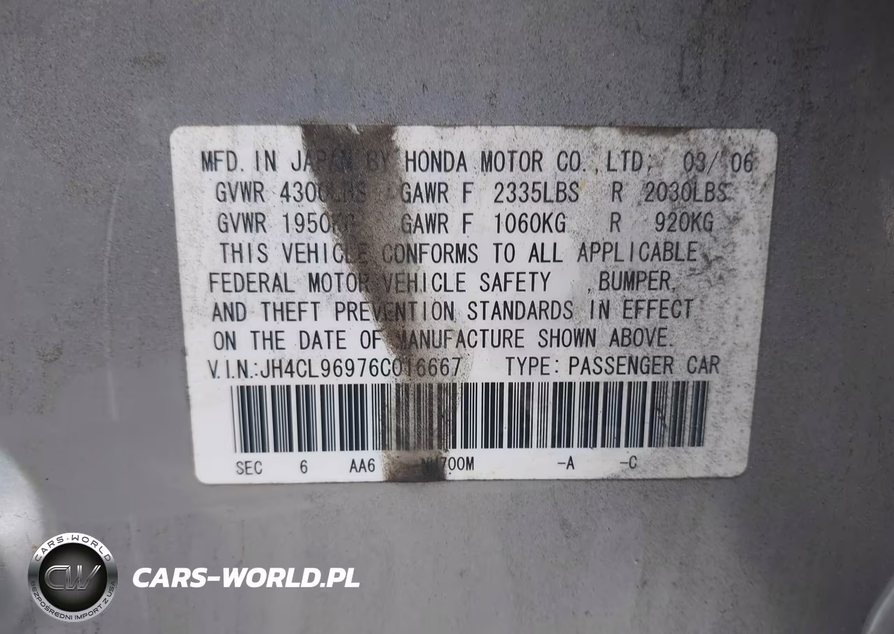 2006 Acura Tsx VIN:JH4CL96976C016667 - 9