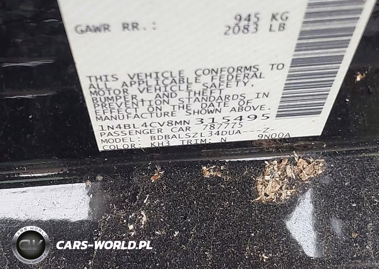 2021 Nissan Altima Sr Fwd VIN:1N4BL4CV8MN315495 - 9